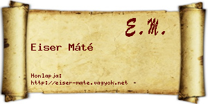 Eiser Máté névjegykártya